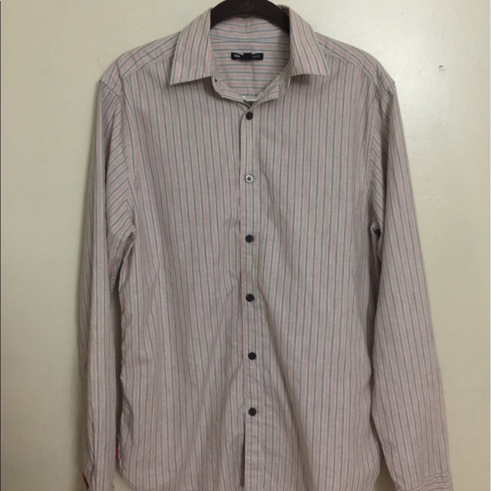 GAP Men's button Shirt Salmon Navy Stripes Size S